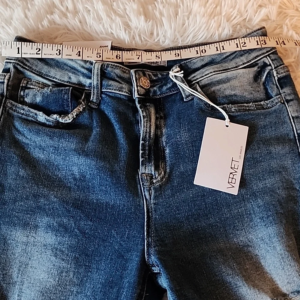 Vervet Jeanne Blue Denim Jeans Brand New High Rise Stretch Slim Straight
